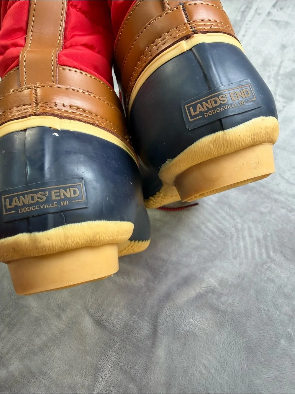 Lands' End Kids Red, Navy & Women’s Brown Waterproof Winter Boots 10